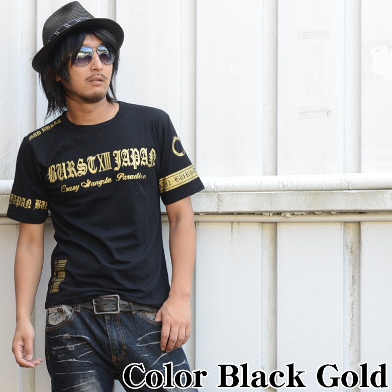 メンズ 半袖Tシャツ 般若マリアプリント ブラック クルーネック