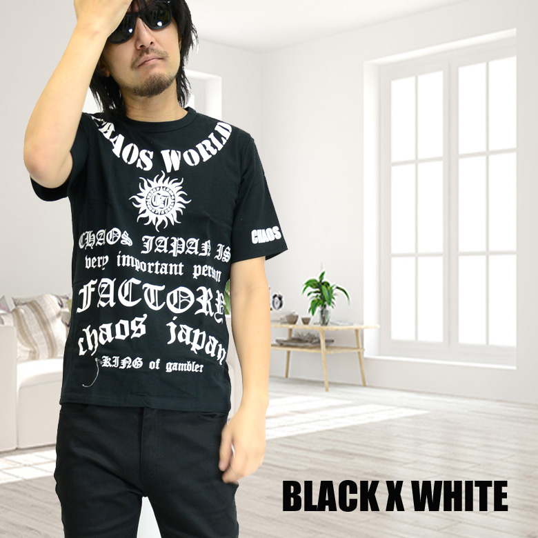 Tシャツ 半袖 メンズ 半袖Tシャツ 半袖Tシャツ Chaostheory ロゴTシャツ　カジュアル　M L　ブラック　アウトロー ネコポス送料無料｜ghr-store｜02