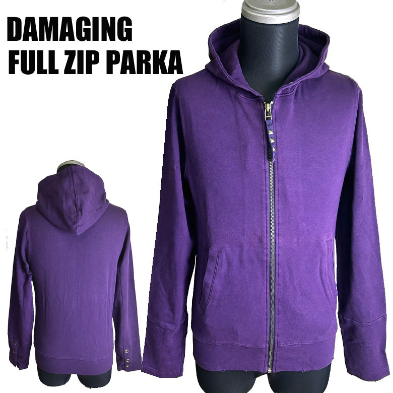 閉店セール】ダメージ加工 ストレッチ フルジップパーカー