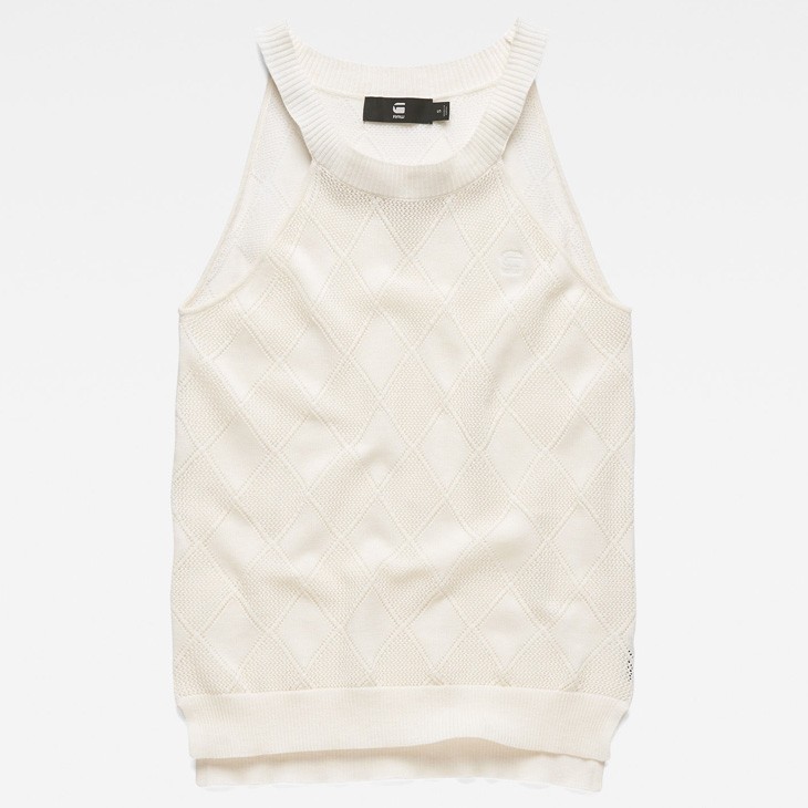 G-STAR RAW (ジースターロゥ) Pointelle Tank Top Knit (ポインテールタンクトップニット) アジアンサイズ ストレートフィット ニット タンクトップ G-STAR RAW (ジースターロゥ) Pointelle Tank Top Knit (ポイン