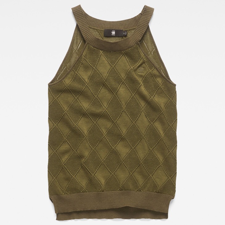G-STAR RAW (ジースターロゥ) Pointelle Tank Top Knit (ポインテールタンクトップニット) アジアンサイズ ストレートフィット ニット タンクトップ G-STAR RAW (ジースターロゥ) Pointelle Tank Top Knit (ポイン