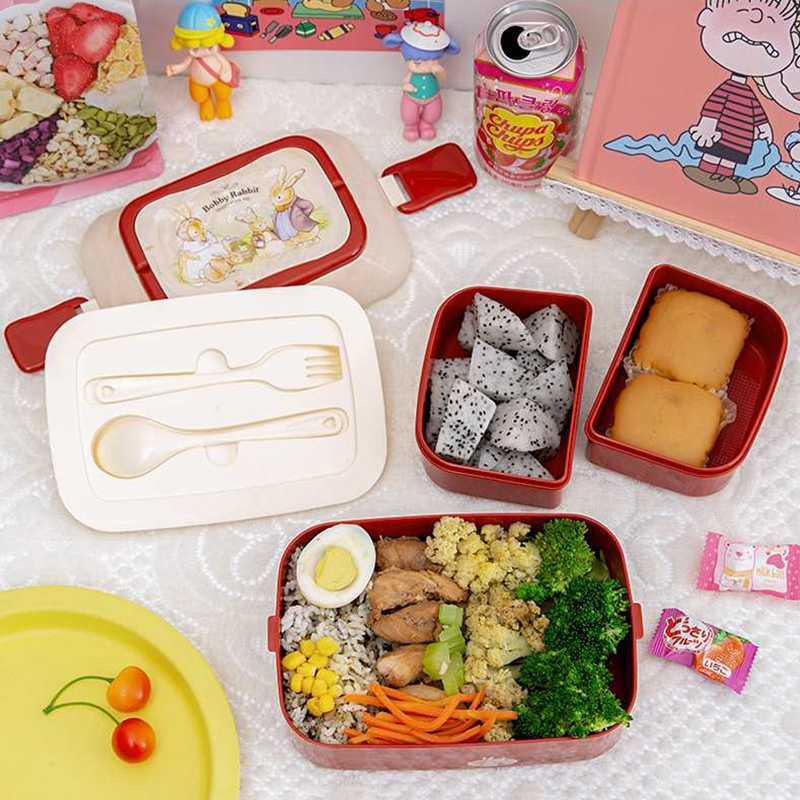 弁当箱 大容量900ml 二重弁当 かわいい お弁当 3個 ハンドル付き フルーツ弁当 ピクニックボックス 通勤通学 携帯用手提げ 電子レンジ加熱可能 ins 一人暮らし｜gib-store｜14