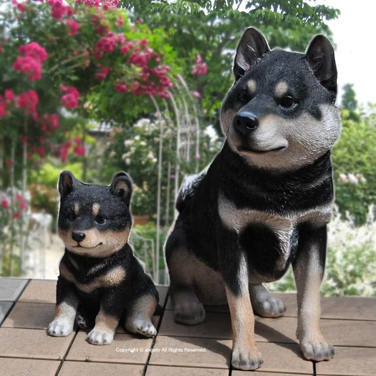 クロ柴犬　親子2個組セットお庭や玄関柴犬しばいぬくろしば送料無料 ガーデニング　ガーデン　雑貨　オーナメント　おしゃれ　置物 おうち時間  大人かわいい雑貨