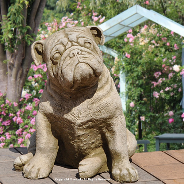 送料無料】ストーン ブルドッグ 英国製 犬置物 ヨーロッパ