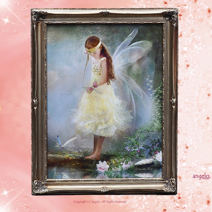 ヴィンテージゴールドフレームシャーロットバード夏の妖精天使 額絵薔薇 メイルオーダー 妖精フェアリー天使のはね 雑貨