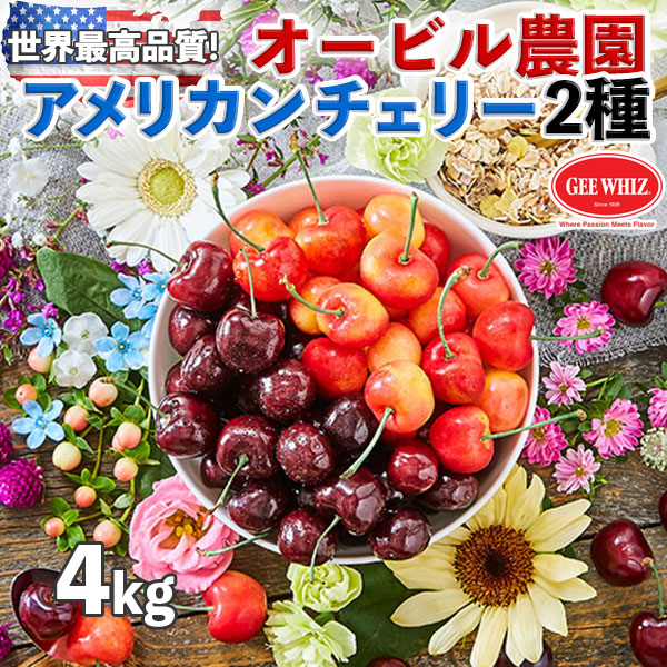 アメリカン チェリー GEE WHIZ オービル農園 超大粒 ダーク \u0026 レイニア チェリー MIX 4kg ワシントン州産 フルーツ 人気 大粒 果物 夏ギフト 00042K