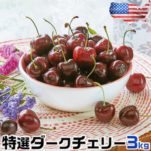 お中元 さくらんぼ アメリカン チェリー フルーツ 人気 大粒 果物 ギフト 特選ダークチェリー 3kg ワシントン州産 お試し お中元 00010K