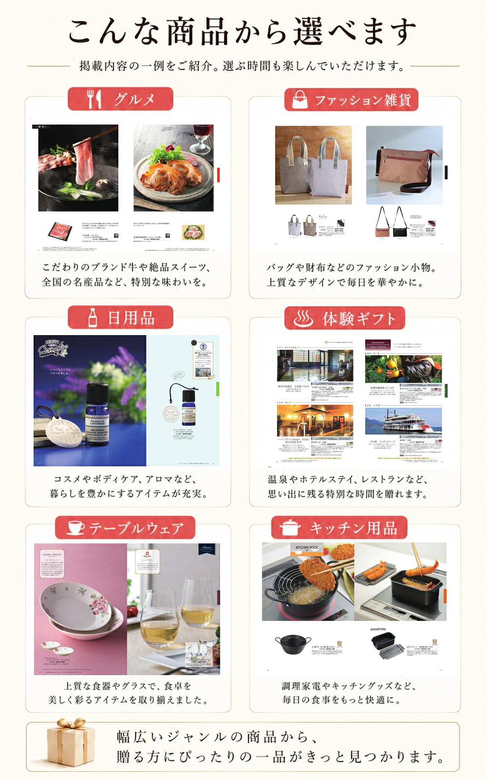 こんな商品から選べます 掲載内容の一例