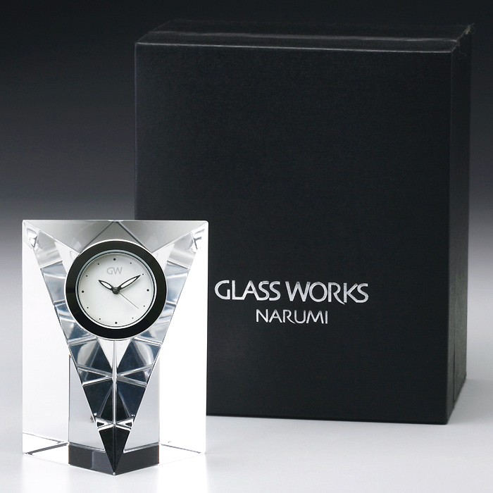 グラスワークス / ナルミ ) プリズムクロック M ガラス 時計 クロック