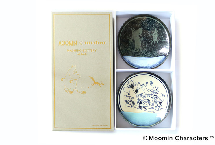ムーミン MOOMIN × amabro アマブロ MASHIKO POTTERY GLAZE BOX SET 益子焼 小皿 5枚セット｜giftgiftgift｜02