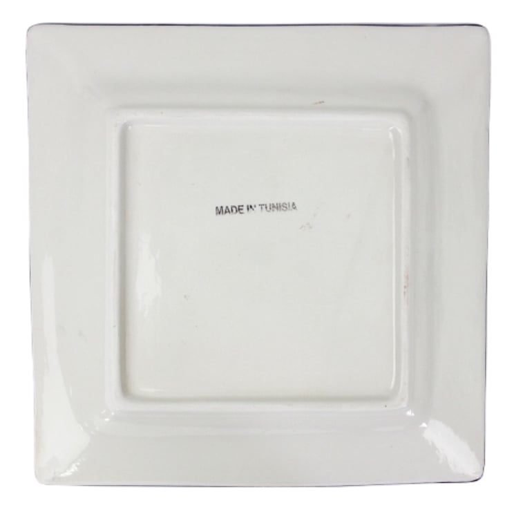 チュニジア 食器 スラマ 陶器 手描き 四角 平皿 ハンドメイド 四角皿