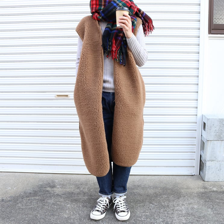 当店オリジナル シープバイザシー ボアロングベスト Sheep by the Sea