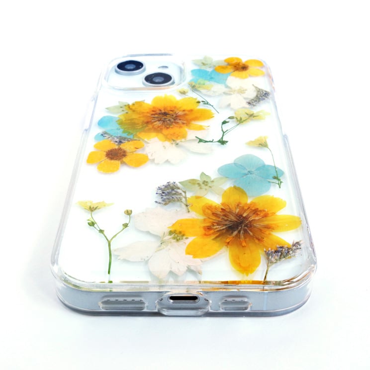 テキスタリアン イエローコスモス 押し花 iPhoneケース iPhone