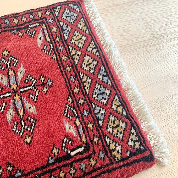 ヴィンテージ トライバル ラグ 56cm×30cm レッド 赤