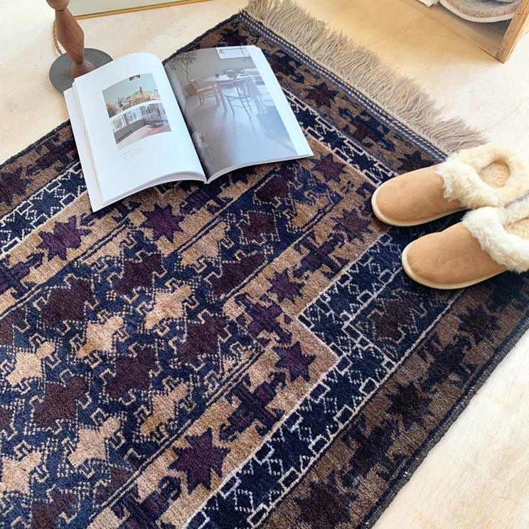 ヴィンテージ トライバル ラグ v0001 144cm×85cm ブラウン