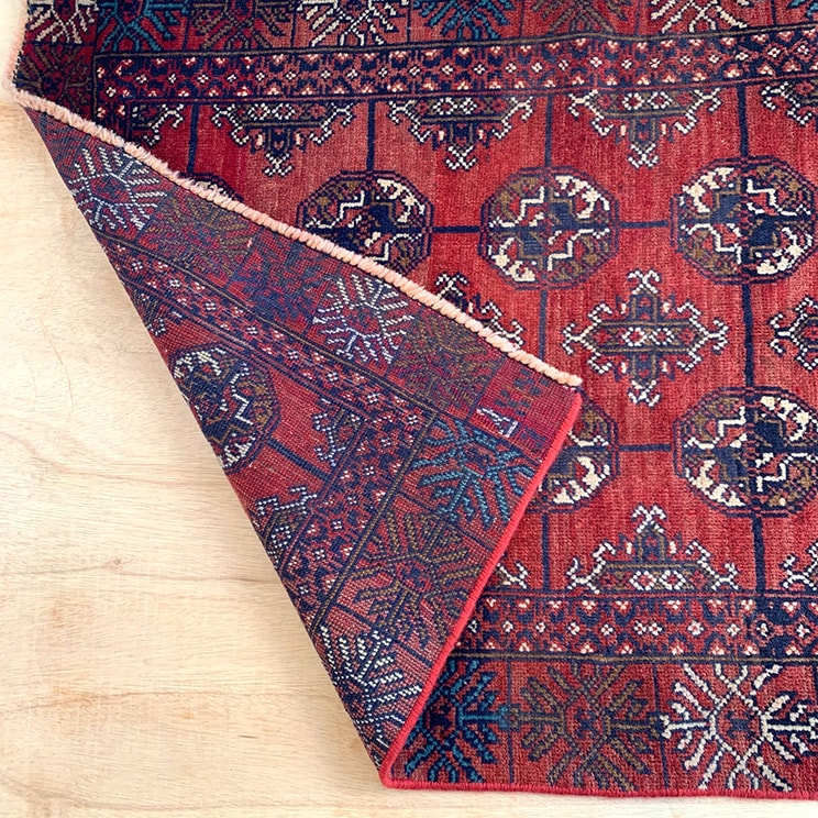 トライバルラグ 143×85cm 手織り 絨毯 カーペット ヴィンテージ ラグ アフガニスタン ヴィンテージラグ オールド手織り絨毯