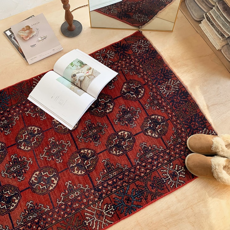 ヴィンテージ トライバル ラグ v0004 143cm×87cm レッド 赤