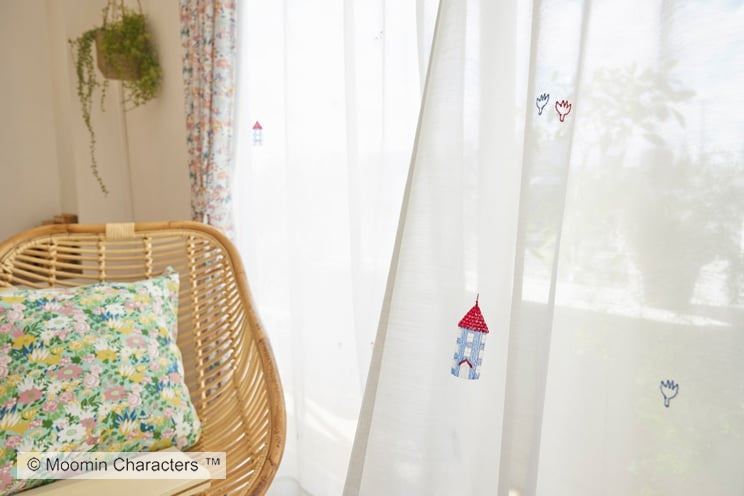 ボイルレースカーテン ムーミン MOOMIN HOUSE voile ムーミンハウス ボイル ホワイト 幅〜100cm×丈〜260cm_2