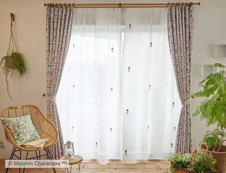 ボイルレースカーテン ムーミン MOOMIN HOUSE voile ムーミンハウス ボイル ホワイト 幅〜100cm×丈〜260cm_4