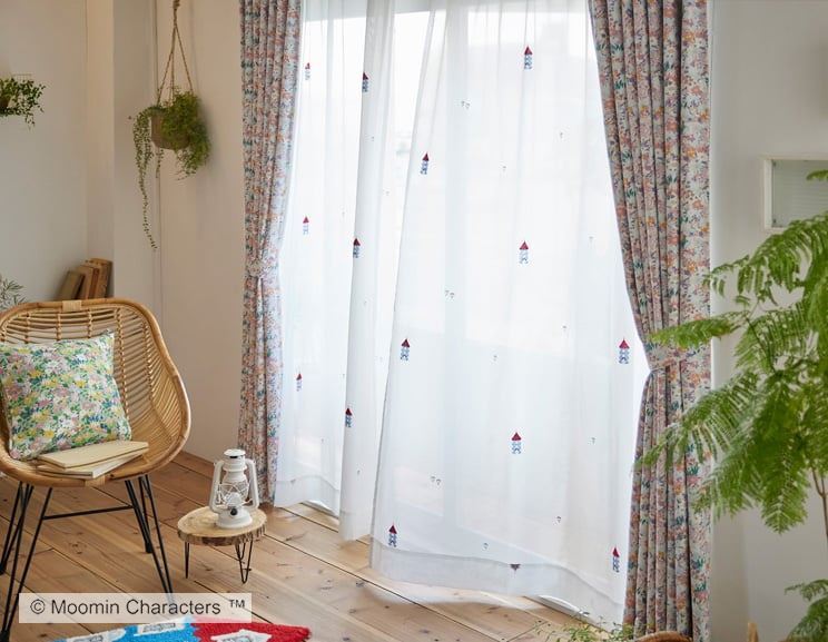 ボイルレースカーテン ムーミン MOOMIN HOUSE voile ムーミンハウス ボイル ホワイト 幅〜100cm×丈〜260cm_8