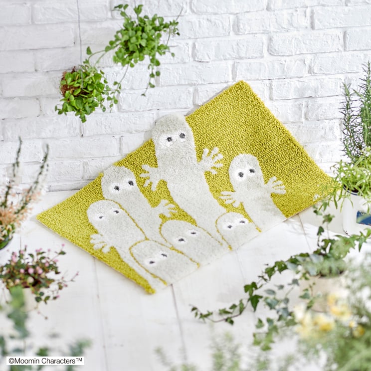 ラグマット ムーミン とびでるニョロニョロ マット イエロ−グリ−ン