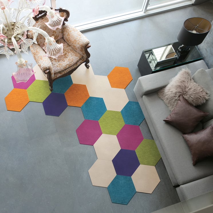 タイルカーペット 家庭用 カラフル R-5000 六角形 ロッカク 洗える