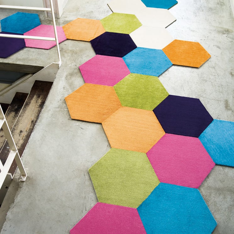タイルカーペット 家庭用 カラフル R-5000 六角形 ロッカク 洗える