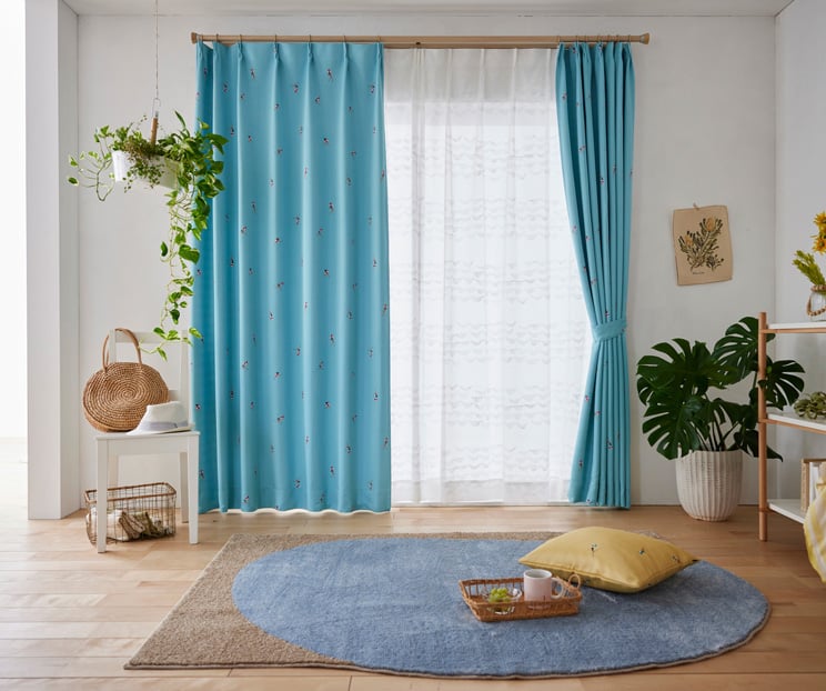 スミノエ 2級遮光カーテン デザインライフ JESSICA ジェシカ ブルー 幅