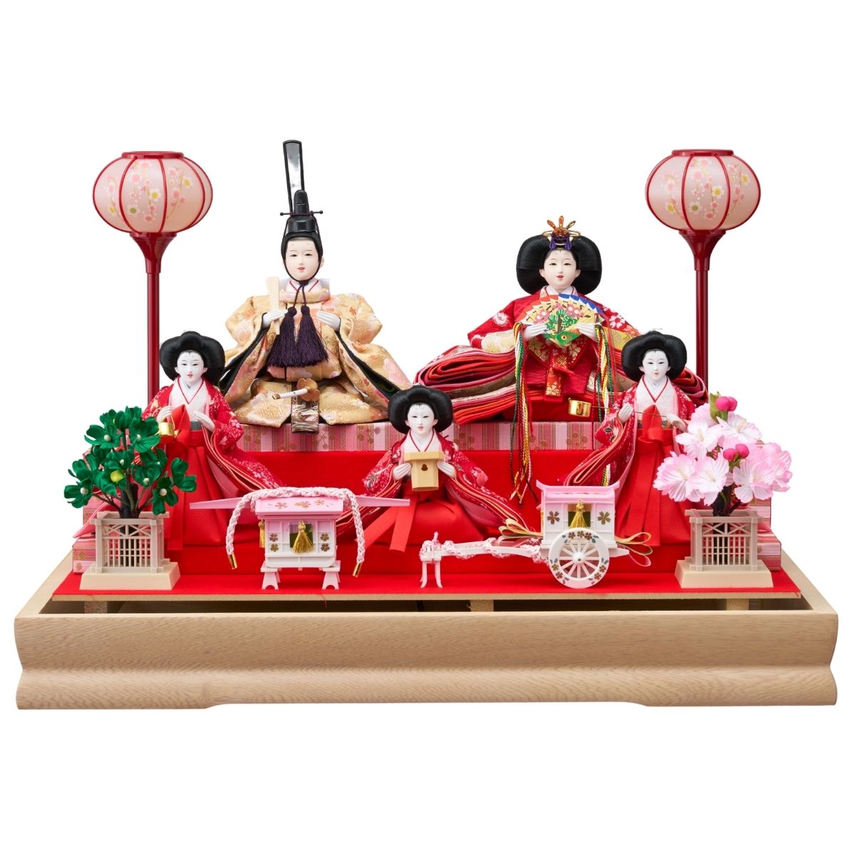 雛人形 舞姫五人飾 衣装着五人アクリルケース飾り ひな人形 節句人形