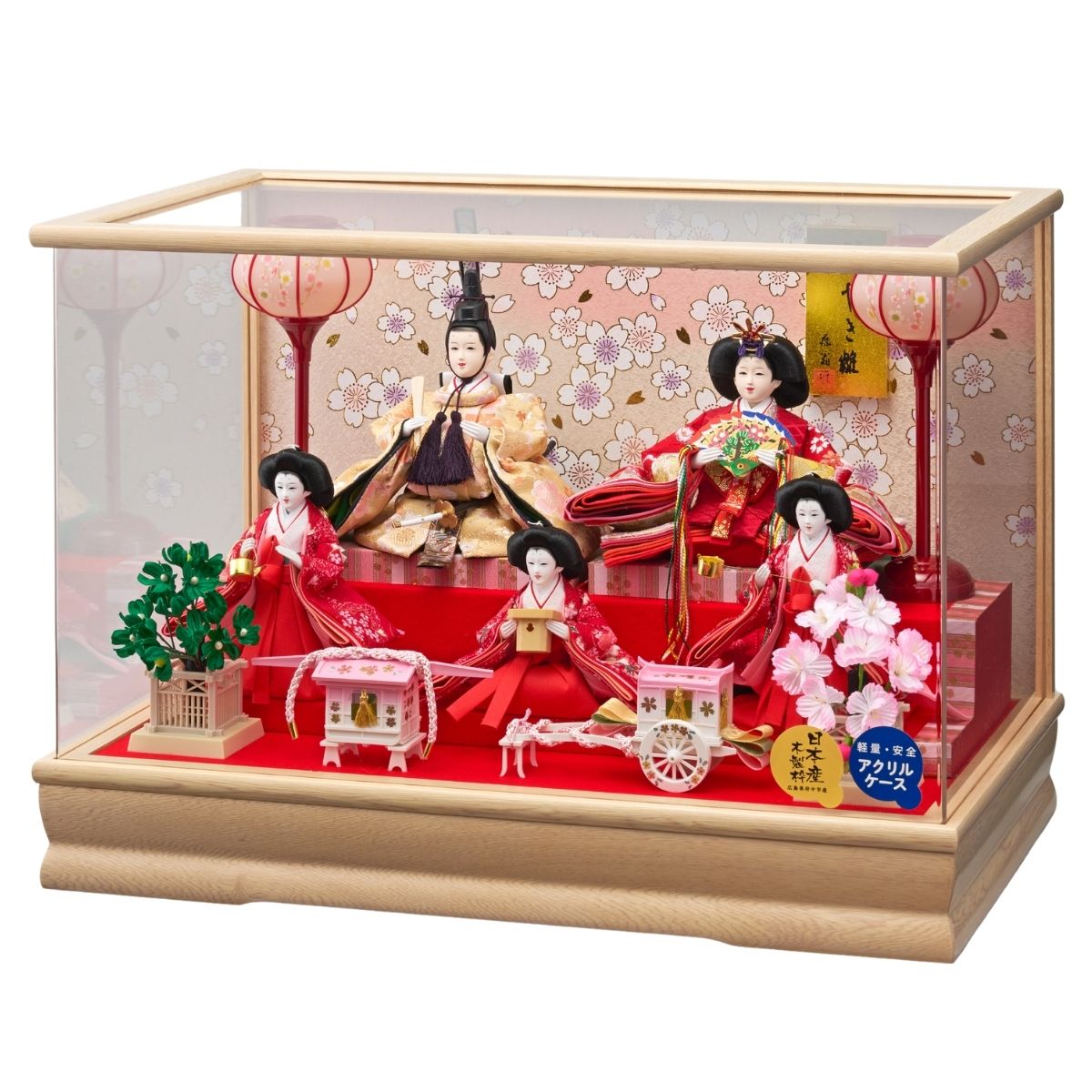 雛人形 舞姫五人飾 衣装着五人アクリルケース飾り ひな人形 節句人形