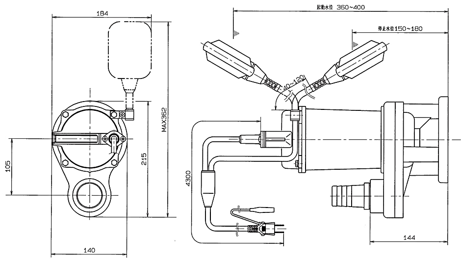 工進 汚物用水中ポンプ ポンスター PSK-540XA PSK540XA 40mm