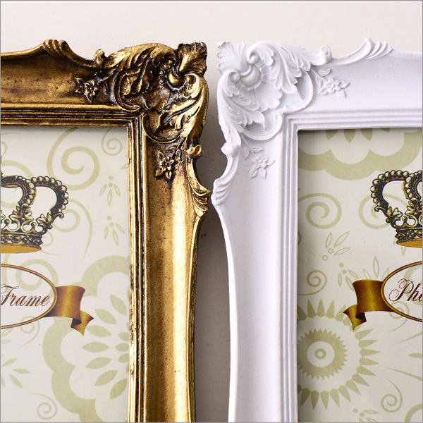 フォトフレーム 写真立て 卓上 壁掛け 2L アンティーク ゴールド