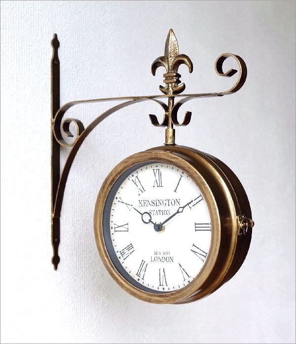 両面時計 おしゃれ 掛け時計 壁掛け時計 アンティーク調 クラシック