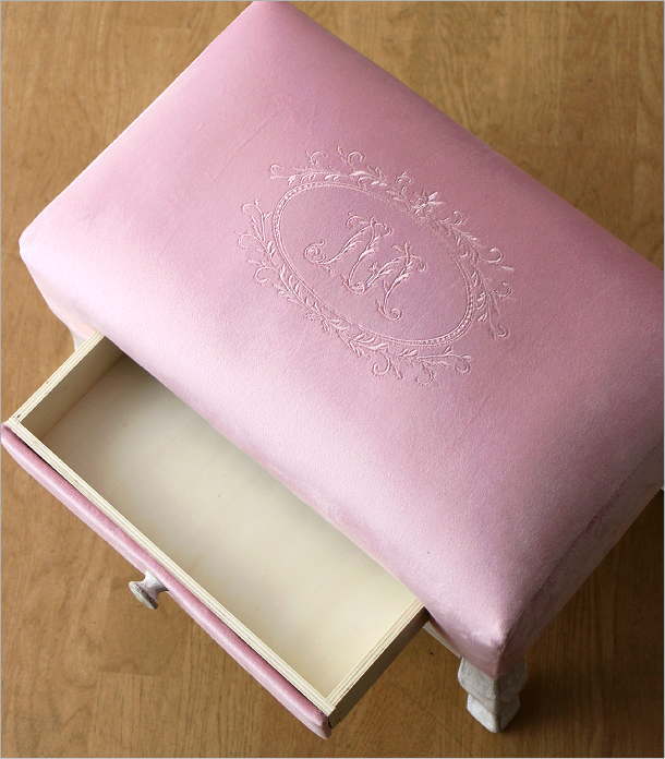 スツール アンティーク おしゃれ 椅子 布 クッション 木製 かわいい