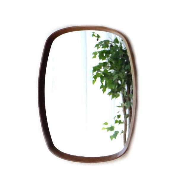 鏡 壁掛けミラー おしゃれ 楕円形 シンプル モダン 木製 無垢 ウォール