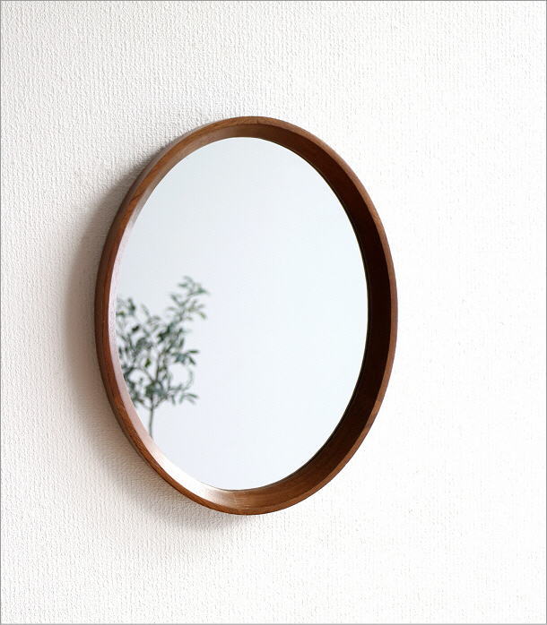 鏡 壁掛けミラー おしゃれ 楕円形 シンプル モダン 木製 無垢 ウォール 