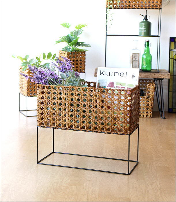 かご カゴ バスケット スタンド おしゃれ プランターカバー 花台 収納