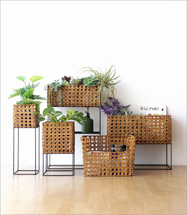 かご カゴ バスケット 鉢カバー おしゃれ スクエア プランターカバー