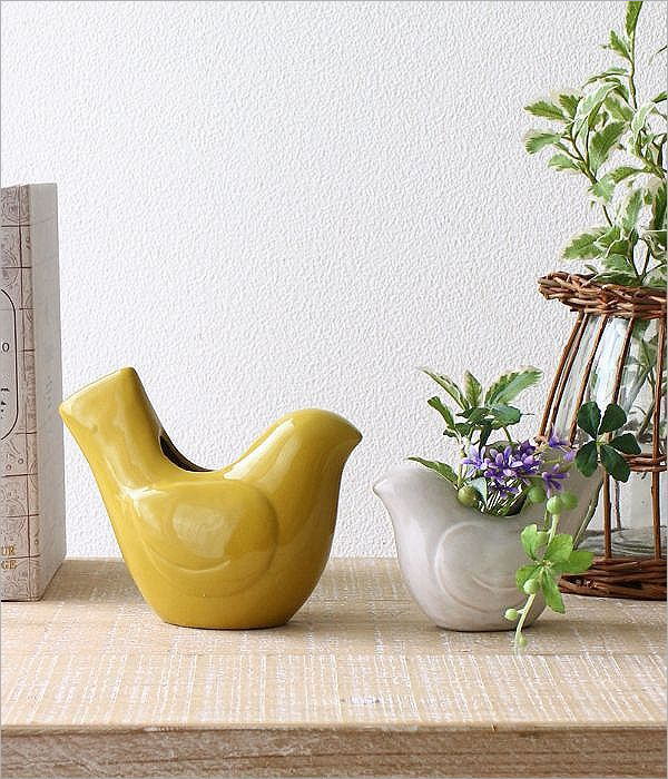 フラワーベース 花瓶 一輪挿し 花器 鳥 オブジェ 置物 磁器 おしゃれ