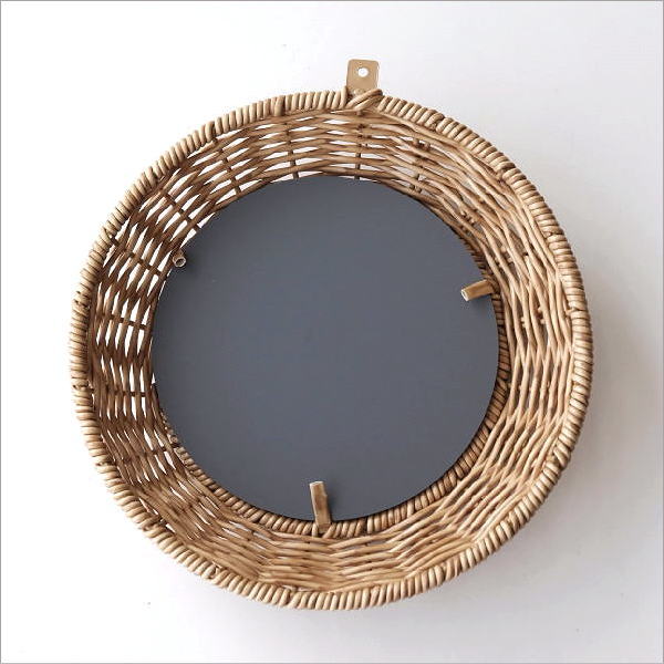 鏡 壁掛けミラー ラタン おしゃれ ラウンドミラー 丸い ナチュラル