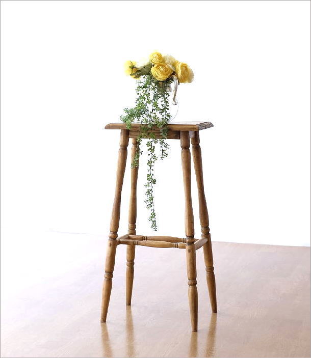 花台 パイン無垢材 木製 無垢材 フラワースタンド スリム 玄関