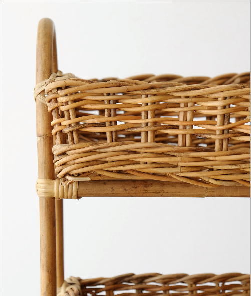 バスケット アラログ 3段 収納 おしゃれ ランドリーラック 天然素材