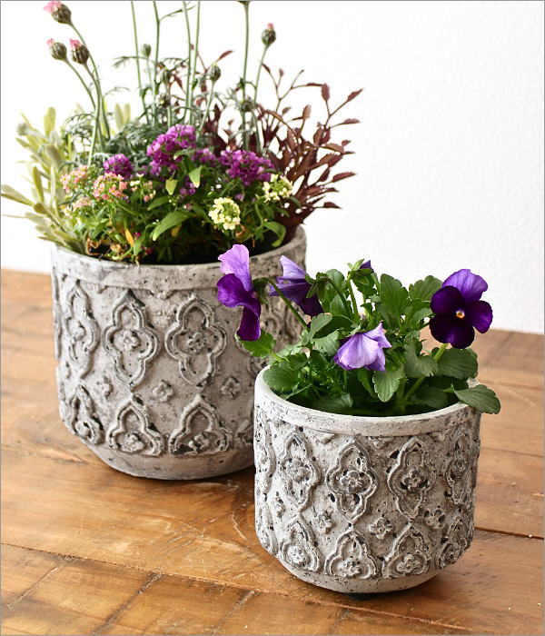 植木鉢 プランター アンティーク 5号 4号 相当 底穴あり グレー