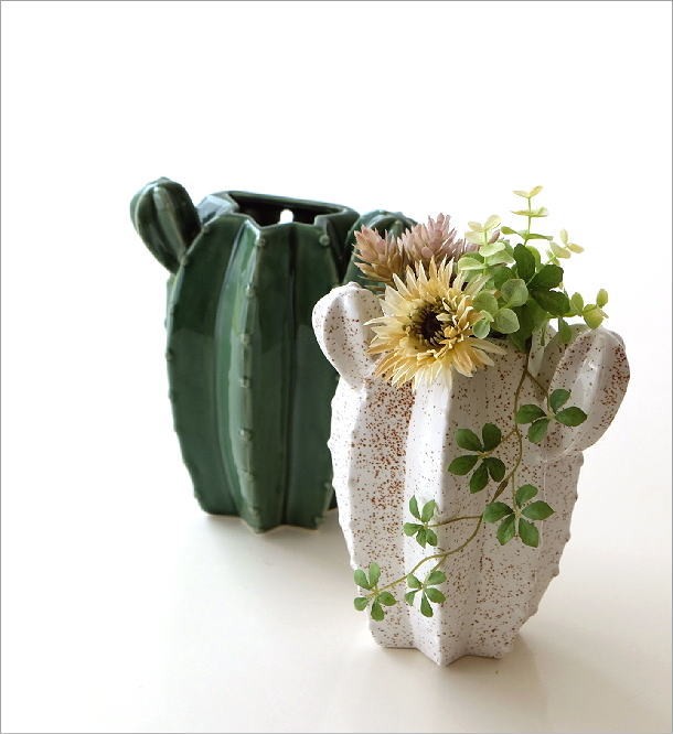 花瓶 花びん フラワーベース おしゃれ かわいい 陶器 卓上 壁掛け サボテンベース2カラー Dcr8090 ギギリビング 通販 Yahoo ショッピング