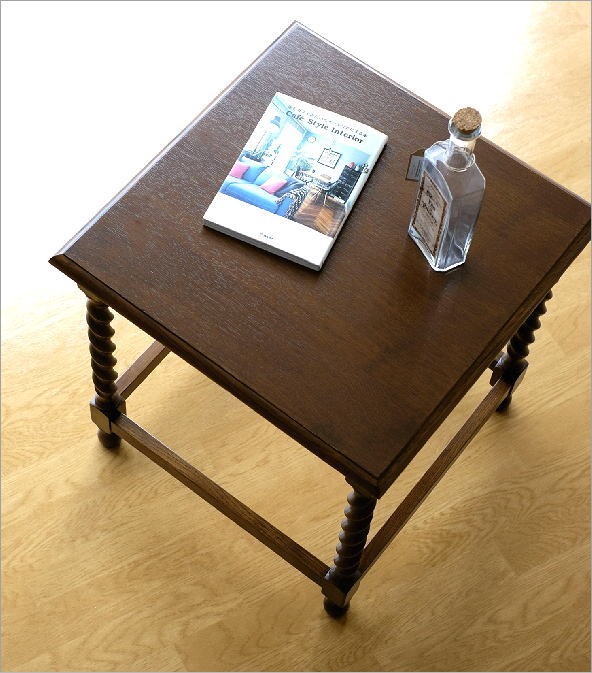 サイドテーブル 花台 アンティーク レトロ 木製 正方形 四角 高さ50cm ナラ材 無垢材 ベッドサイドテーブル オークフリーサイドテーブル
