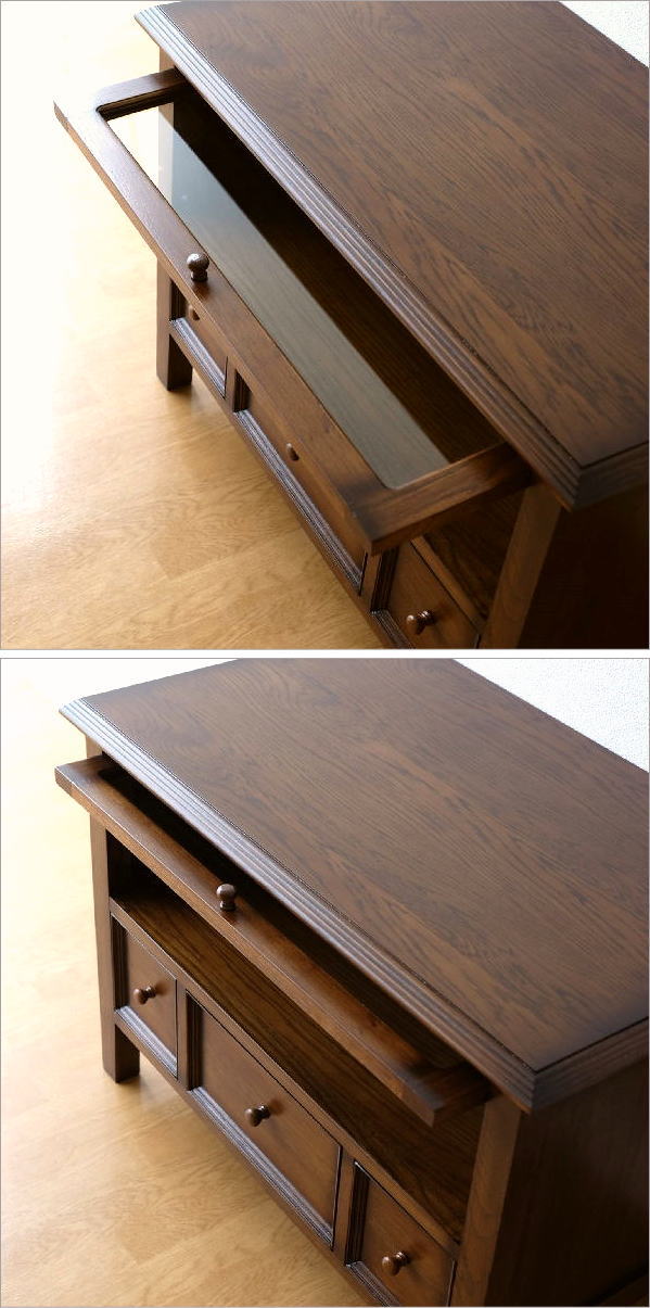 テレビ台 TV台 レトロ アンティーク 木製 無垢材 ナラ材 天然木 ガラス