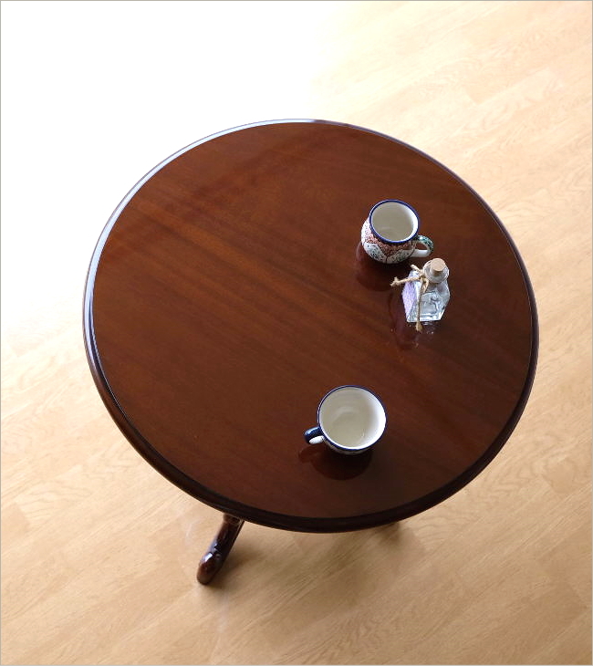 丸テーブル アンティーク カフェテーブル 無垢材 直径70cm 完成品