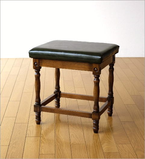 スツール 木製 アンティーク レトロ 合皮 チェア 椅子 いす イス 