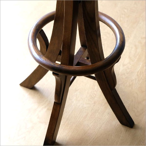 ハイスツール 天然木 無垢材 昇降式 オーク 木製スツール ウッド