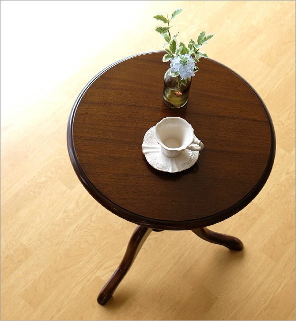 サイドテーブル 丸 木製 アンティーク おしゃれ 無垢材 天然木 カフェ